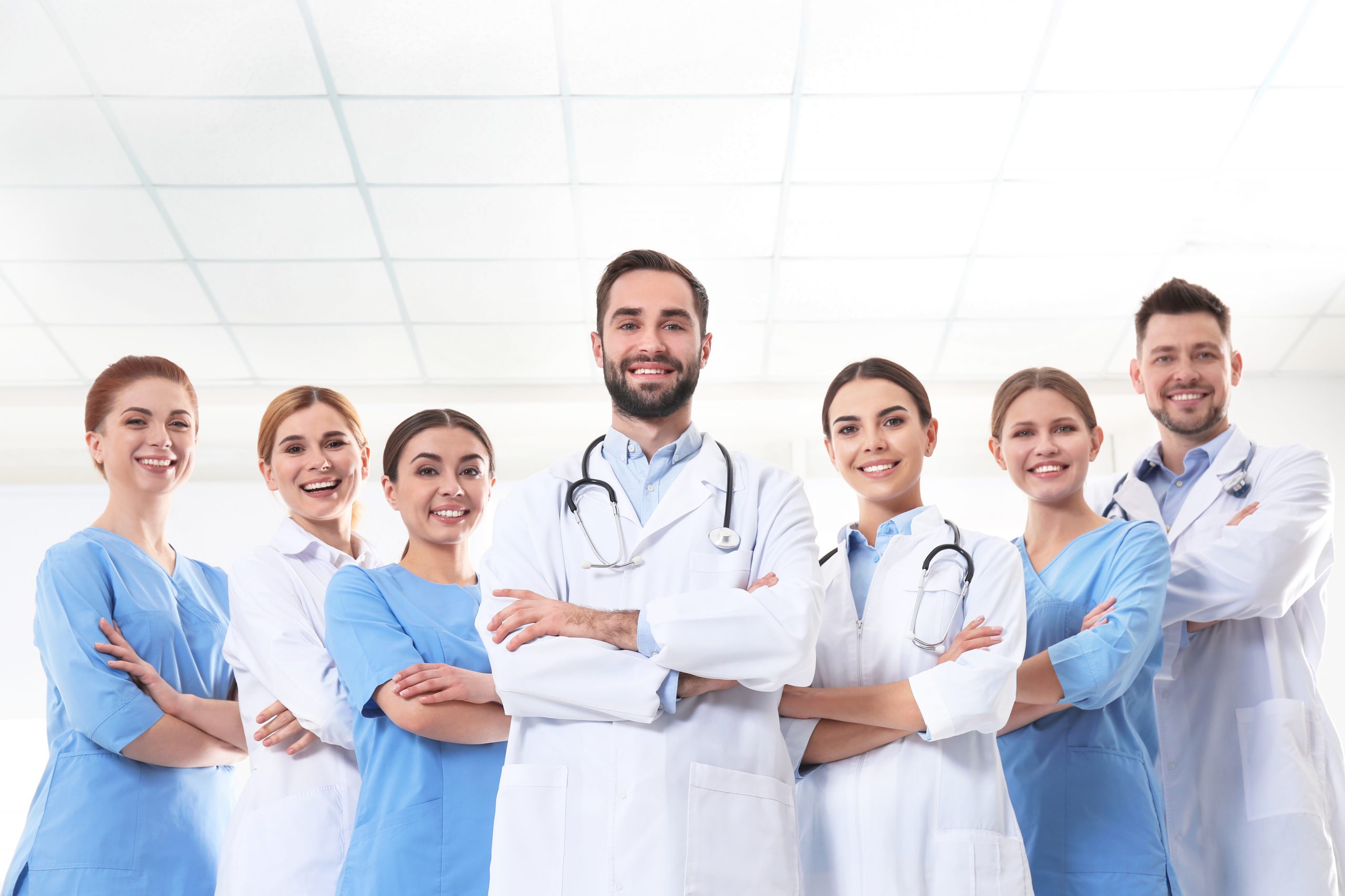 Group,Of,Medical,Doctors,At,Clinic.,Unity,Concept